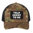 Talk Geeky to Me | Men's Trucker Cap | Mesh Hat | Nerd Hat | Sarcastic Hat | Unisex | Funny Hat