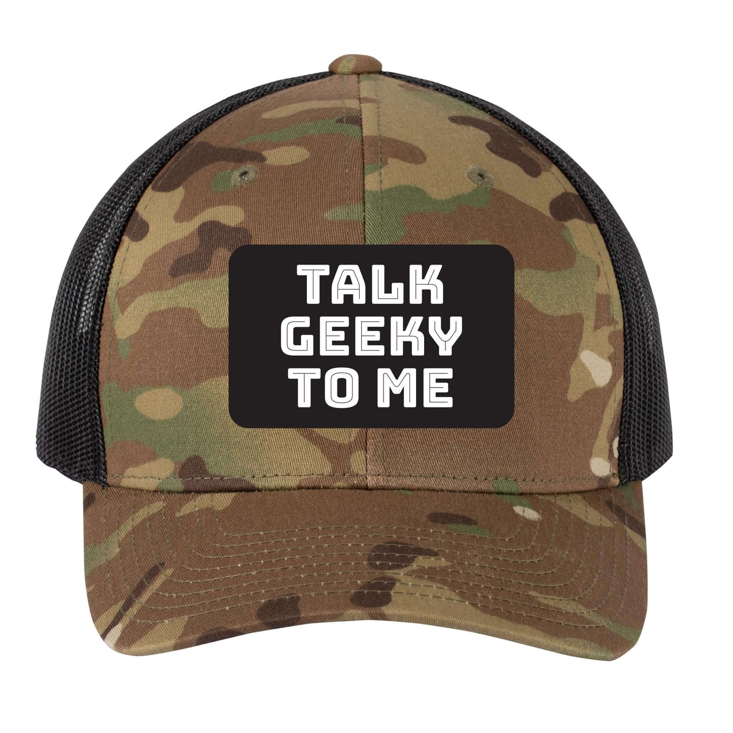 Talk Geeky to Me | Men's Trucker Cap | Mesh Hat | Nerd Hat | Sarcastic Hat | Unisex | Funny Hat