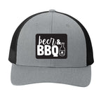 Beer & BBQ | Men's Trucker Cap | Mesh Hat | Nerd Hat | Drinking Hat | Unisex | Funny Hat