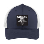 Chicks Dig the Long Ball | Men's Trucker Cap | Mesh Hat | Nerd Hat | Funny Baseball Hat | Unisex | Funny Hat