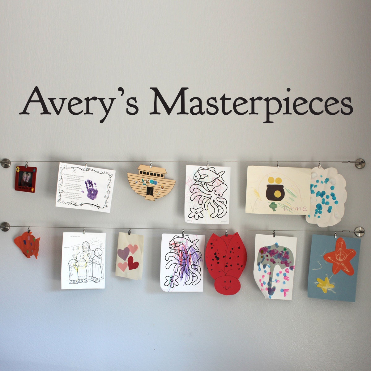 Personalized Masterpieces Wall Decal - Children Artwork Display Decal - Custom Name - Large