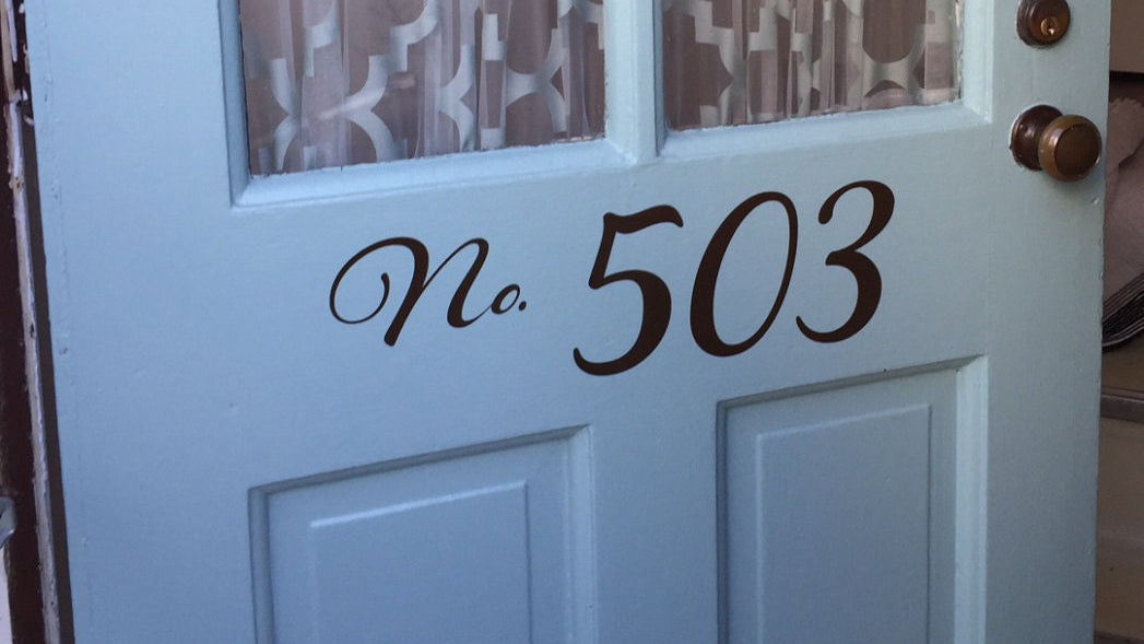 Address Vinyl Decal | Number Sticker | Front Door Decor | Outdoor Script Decal Ver. 4