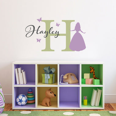 Personalized Princess Decal with Butterflies