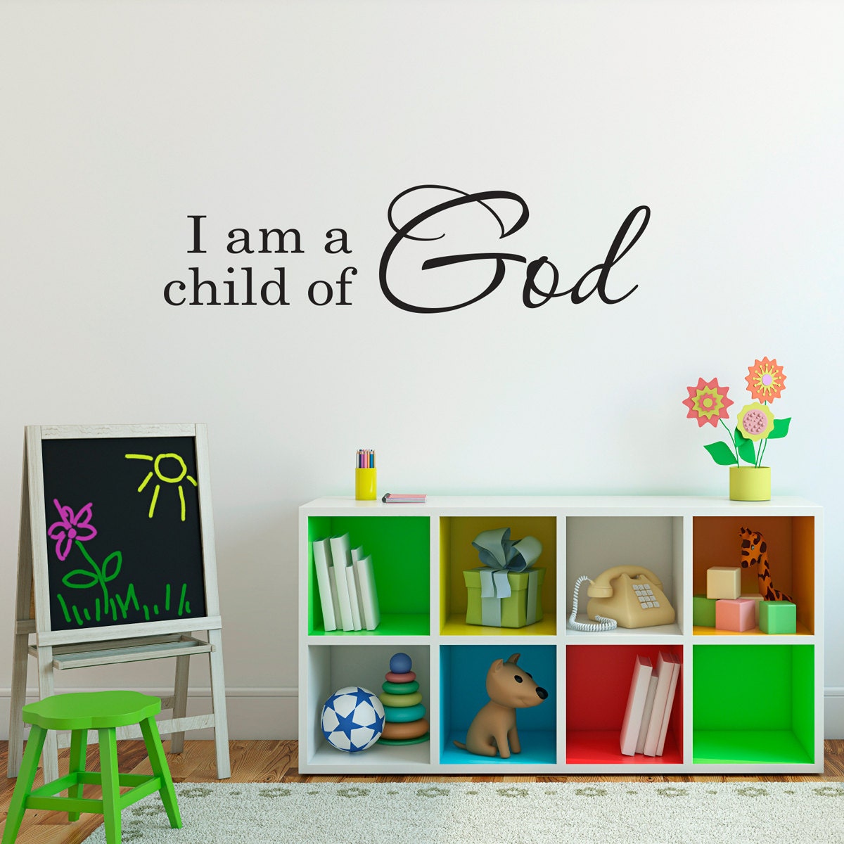 I am a child of God Wall Decal - Christian Quote Decal - Children Wall Decal - Large