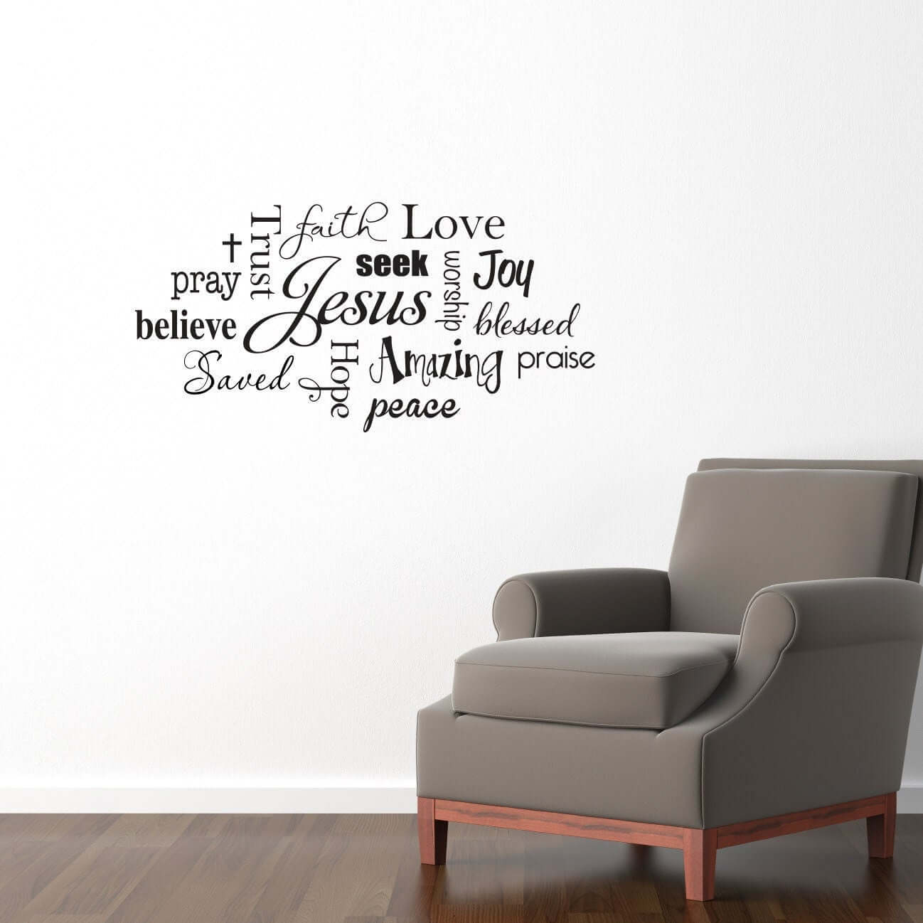 Christian Wall Decal | Jesus Subway Art Style Vinyl | Praise Believe Trust