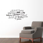 Christian Wall Decal | Jesus Subway Art Style Vinyl | Praise Believe Trust