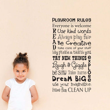 Play Room Rules Wall Decal - Children Wall Decal Art - Vertical Medium