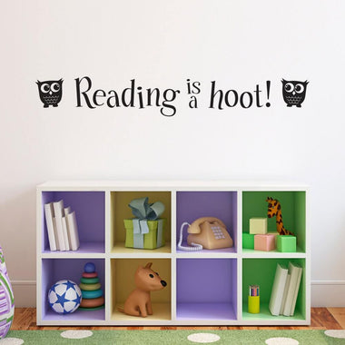Reading Wall Decal - Reading is a hoot Decal - Library Decal Wall Art - Children Wall Sticker - Large