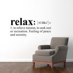 Relax Definition Wall Decal - Dictionary definition Decal - Relax Wall Decal - Large
