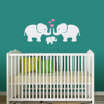Elephant Family Decal Set with Hearts - Nursery Wall Decal - Family Love - Baby Wall Decor - Elephant Baby - Heart Decals