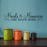 Meals & Memories Decal - Kitchen Quote Wall Decal - Meals and Memories are made here Wall Sticker - Kitchen Wall Decor - Version 2