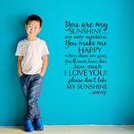 You are my Sunshine Decal - Sunshine Quote Wall Decal - You are my Sunshine Sticker