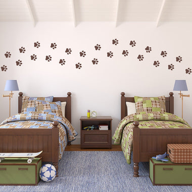 Pawprint Decal Set - Child's Bedroom Decor - Paw Prints Set of 25 - Pet Decor - Medium Size