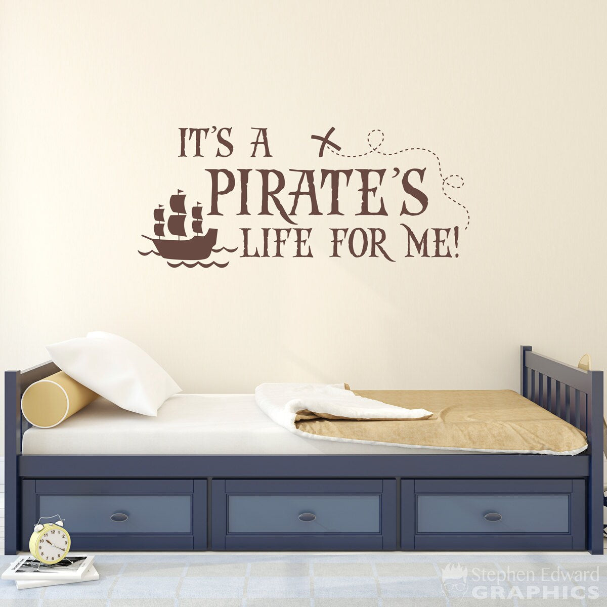 Pirate Decal - It's a Pirate's Life for Me Quote - Pirate Wall Decal for Boys Bedroom - X marks the spot
