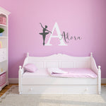 Personalized Name and Ballerina Decal Set - Custom Initial Wall Decor - Ballerina Girl Bedroom Decal - Large 23" Initial