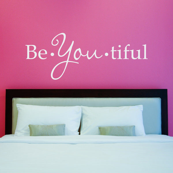 BeYoutiful Decal - Beautiful Wall Sticker - Wall Decals for Girls - Bedroom Wall Art