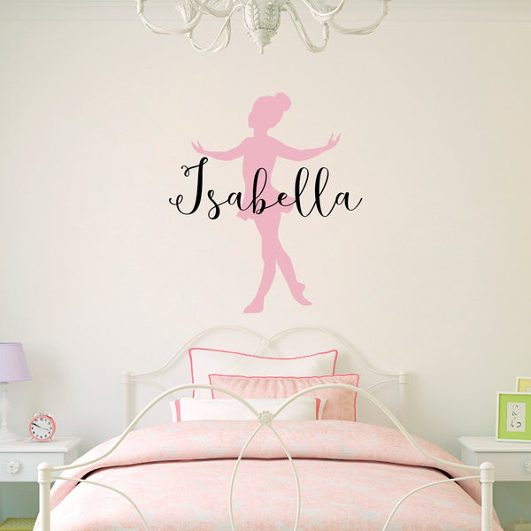 Personalized Ballerina Decal - Little Ballerina with Custom Name Decal - Girl Bedroom Decor - Dancing Wall Art - Ballet Sticker
