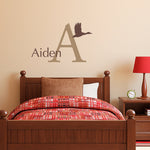 Duck Decal Set - Initial Name Wall Art - Boy Bedroom Wall Sticker - Hunting Decal - Medium