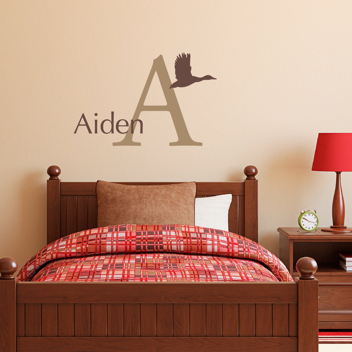 Duck Decal Set - Initial Name Wall Art - Boy Bedroom Wall Sticker - Hunting Decal - Medium