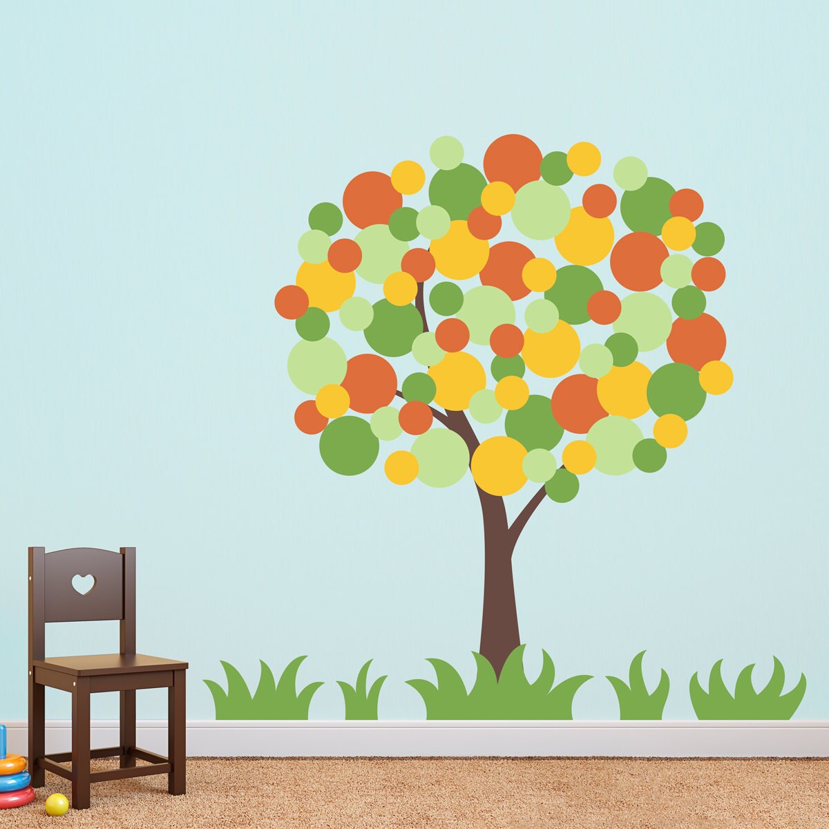 Polka Dot Tree Wall Decal - Tree Wall Sticker - Children Decor - Large