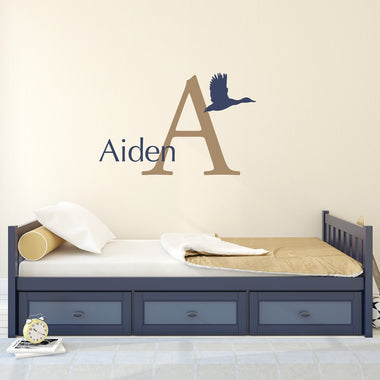 Duck Wall Decal Set - Initial Name Wall Art - Boy Bedroom Decor - Personalized Wall Art - Large