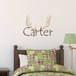 Antlers & Name Decal Set - Hunter Decal - Boys Name with Antlers Wall Stickers - Hunting Bedroom Decor
