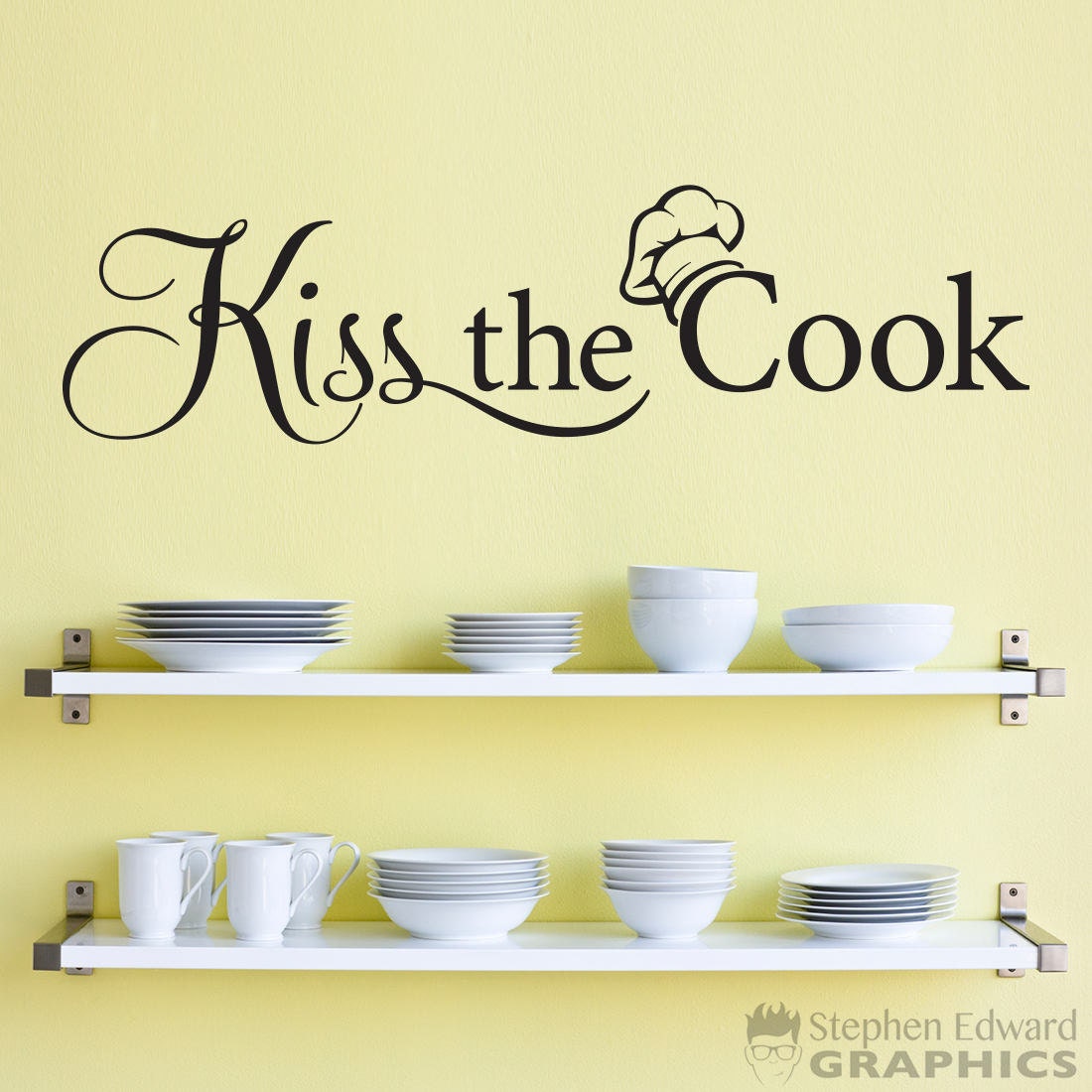Kiss the Cook Decal | Kitchen Decor | Chef Wall Vinyl