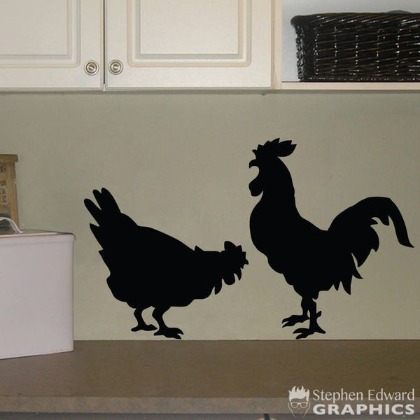 Chicken Wall Decal - Kitchen Decal - Rooster & Chicken Wall Art - Rooster Decal - Country Farmhouse Decal