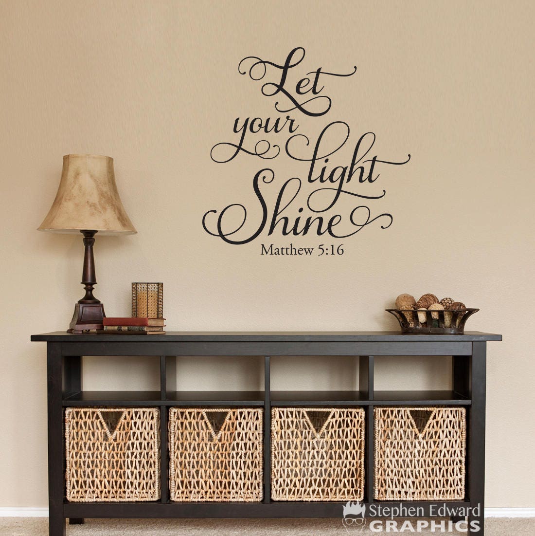 Let your Light Shine Decal | Matthew 5:16 | Inspirational Scripture Wall Vinyl | Bible Verse Wall Art