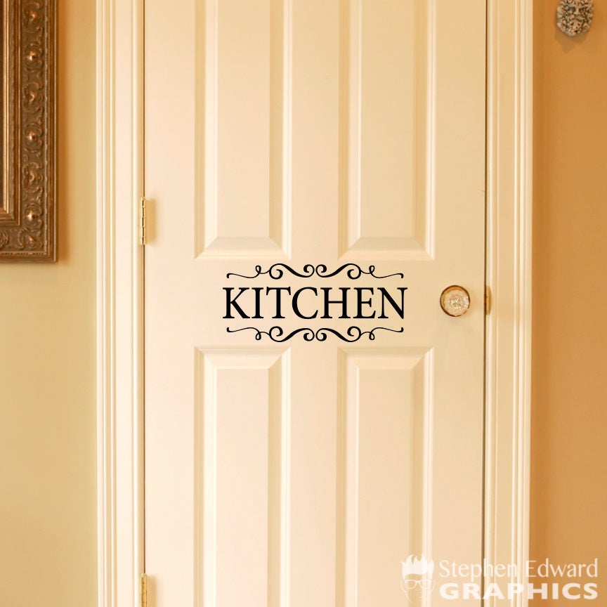 Kitchen Decal | Kitchen with scrolls Wall Vinyl | Door Sticker | Kitchen Decor