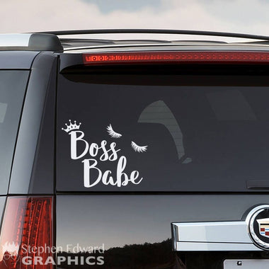 Boss Babe Car Decal | Girl Boss SUV Sticker | Vehicle Decal | Crown and Eyelashes