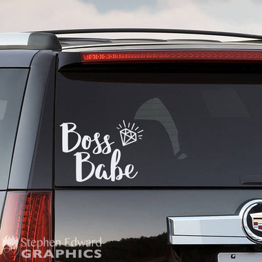 Boss Babe Truck Decal | Girl Boss with Diamond Car Sticker | Vehicle Decal