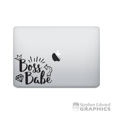 Boss Babe Laptop Decal - Girl Boss MacBook Sticker - Diamond Crown Arrow Graphic