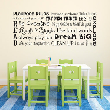 Play Room Rules Wall Decal - Playroom Rules Quote - Children Wall Decal Art - Horizontal