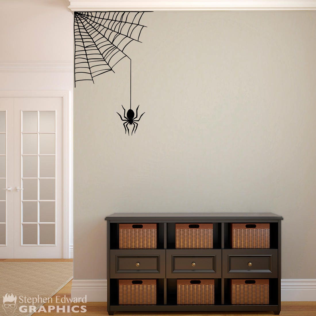Spiderweb Decal - Halloween Wall Decal - Spider Wall Sticker
