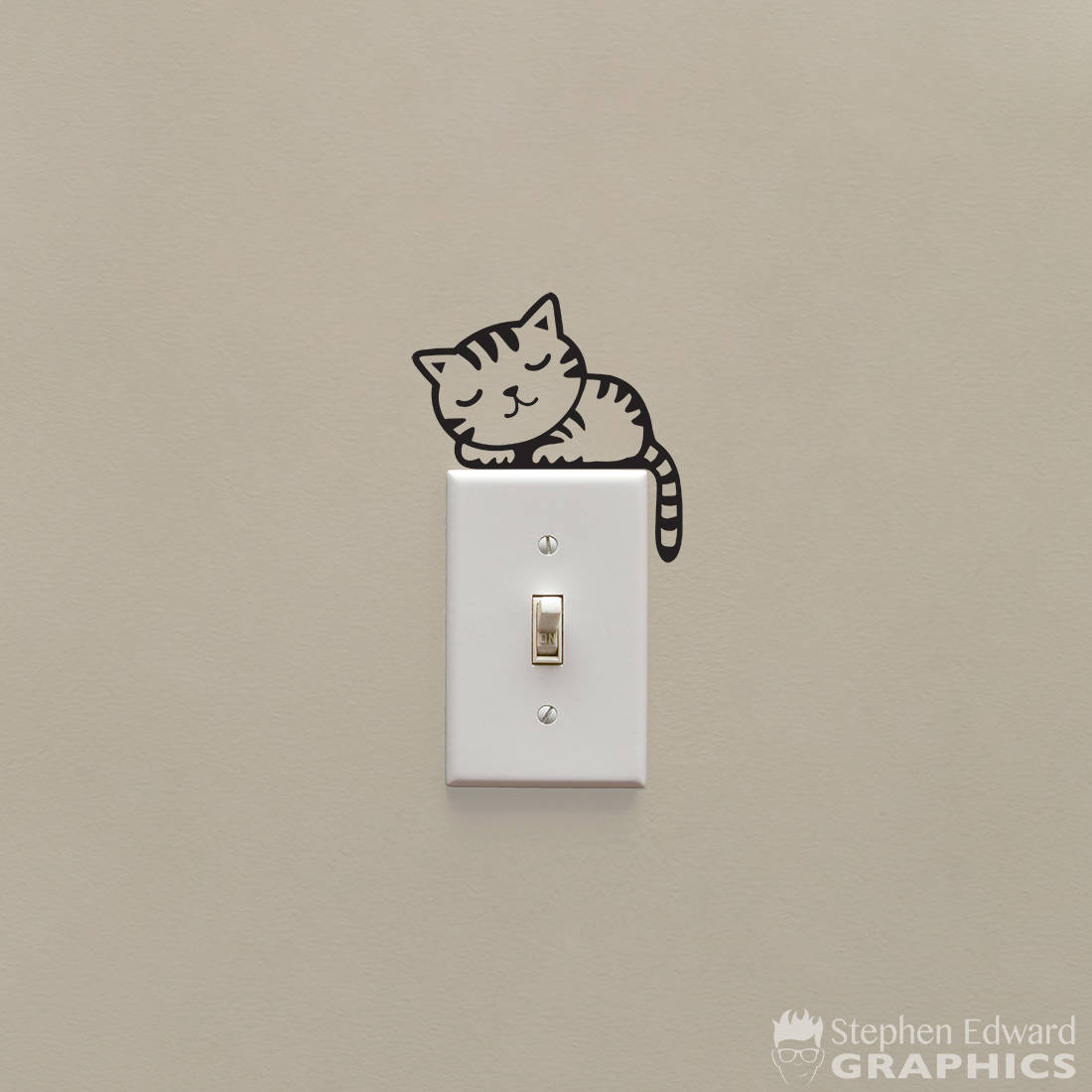 Cat Light Switch Decal - Lightswitch Sleeping Kitten Decal - Light Switch Cover decor