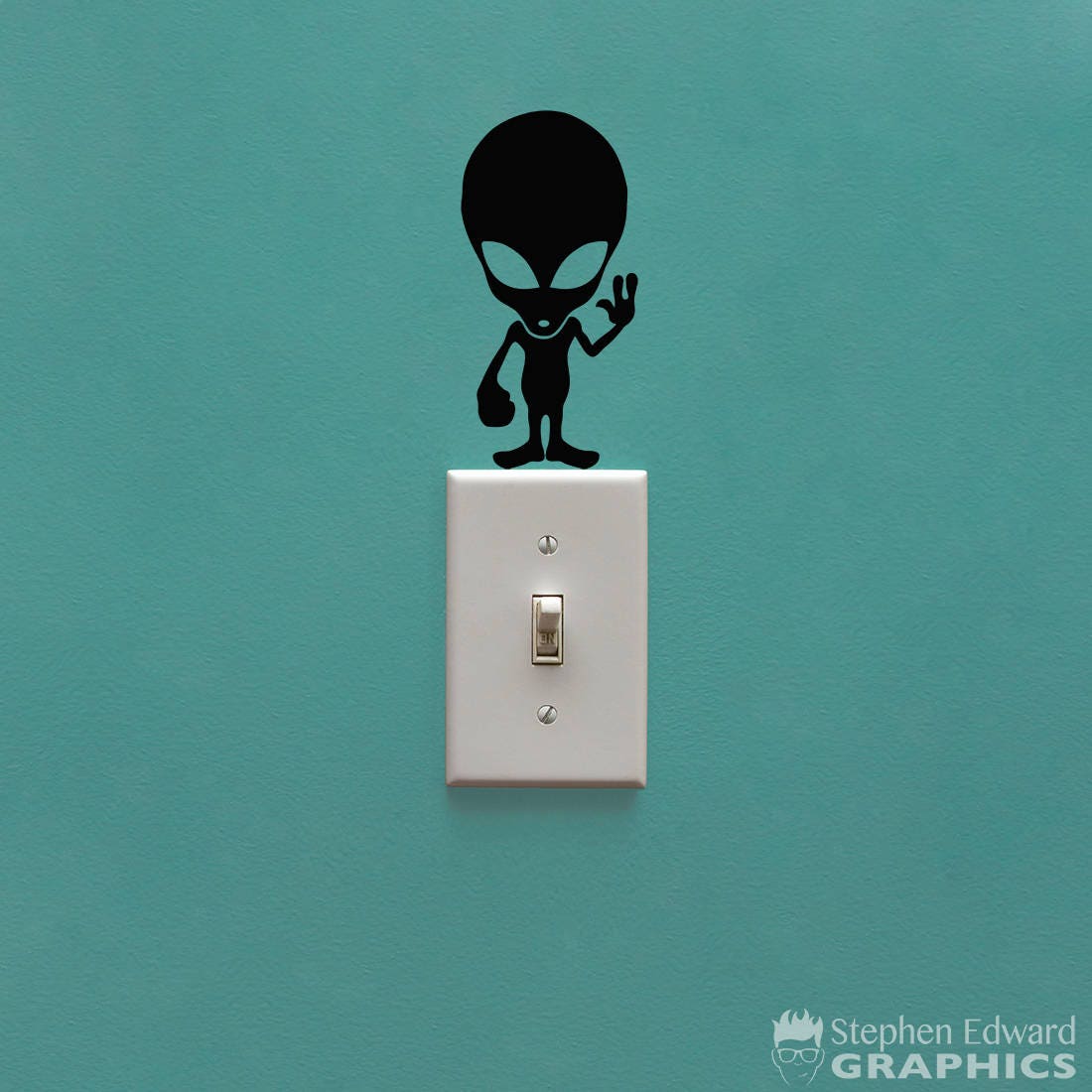 Alien Light Switch Decal - Lightswitch UFO Decal - Light Switch Cover decor