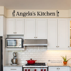 Personalized Kitchen Decal - Kitchen Utensil Sticker - Custom Name Wall Decal