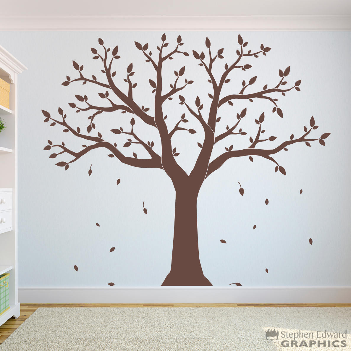 Family Tree Decal - Tree with 158 Leaves Wall Decor - Multiple Sizes