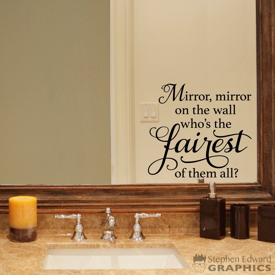 Mirror Mirror Decal - Mirror, Mirror on the wall who's the fairest of them all Quote - Mirror Sticker
