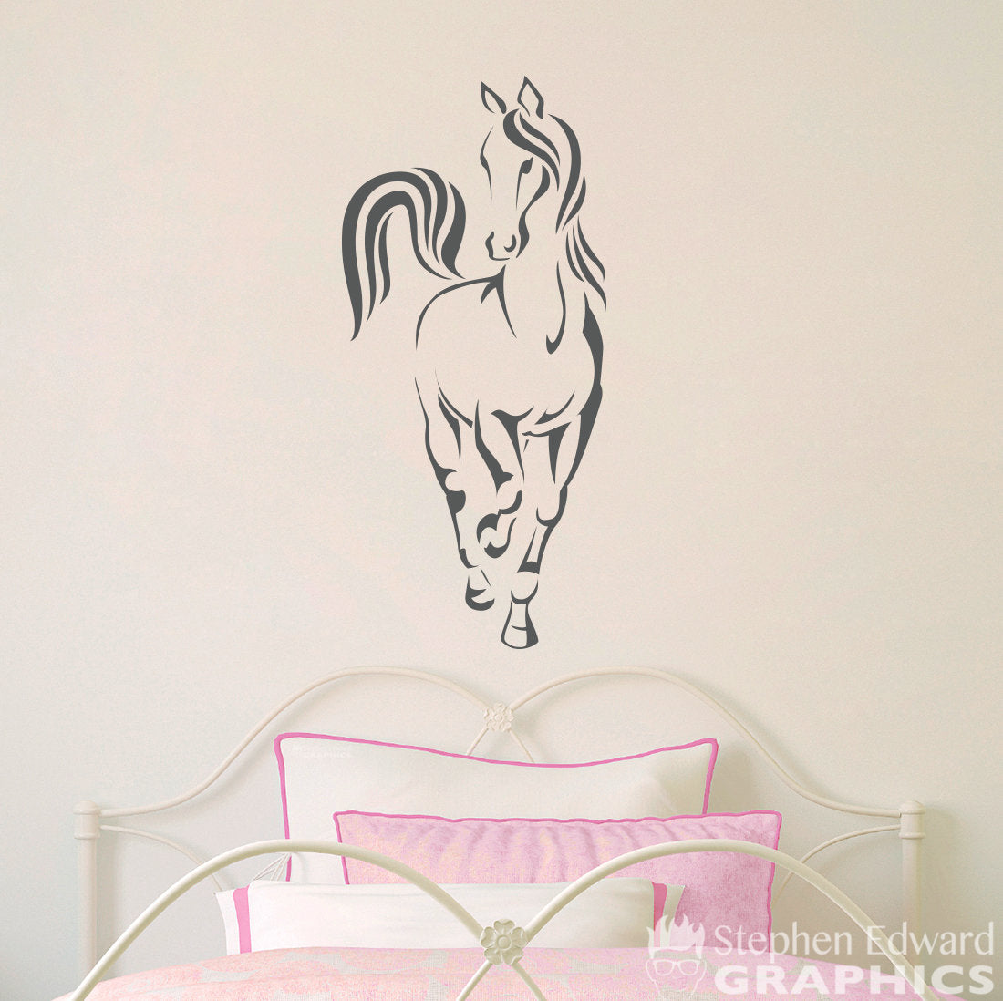 Horse Wall Decal | Girl Bedroom Wall Art | Front view Horse Vinyl | Children Decal