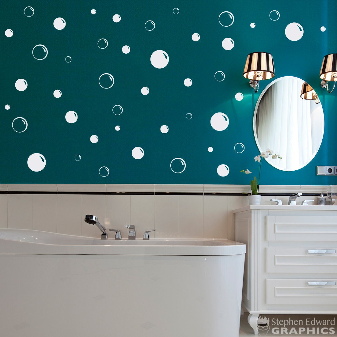 Bubbles Decal Set | Bubble Bathroom Vinyl | Bathroom Wall Decor | Set of 43