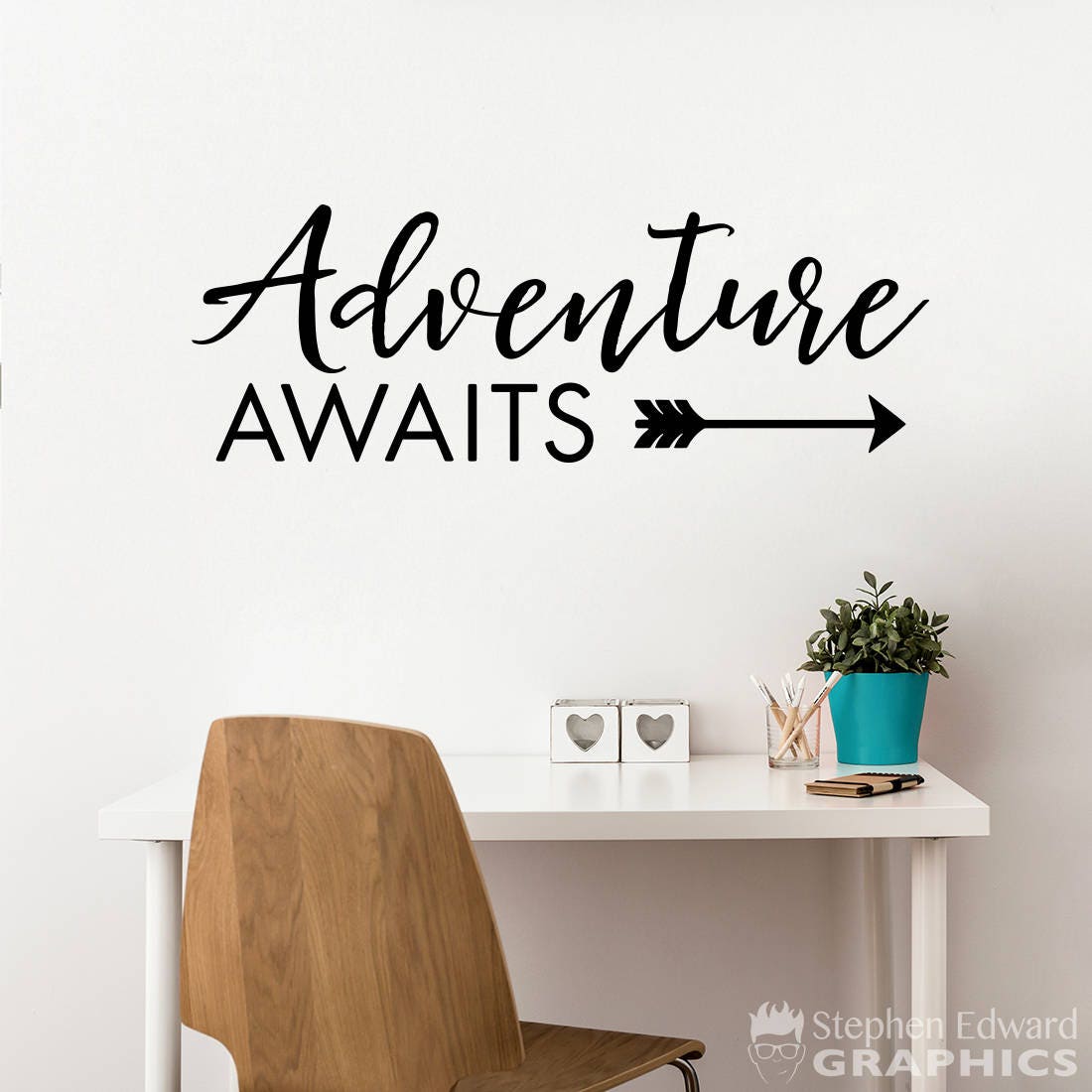 Adventure Awaits Wall Decal | Adventure Quote Vinyl | Arrow Decal
