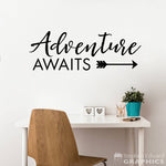 Adventure Awaits Wall Decal | Adventure Quote Vinyl | Arrow Decal