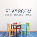 Playroom Decal - Share Imagine Laugh - Kids Wall Decal - Playroom Decor - Children Wall Art