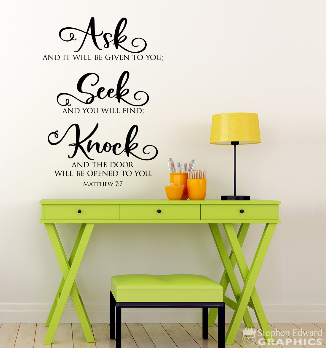 Ask and it will be given Seek and you will find Knock and the door will be opened Decal | Christian Decor | Matthew 7:7 Bible Verse Vinyl