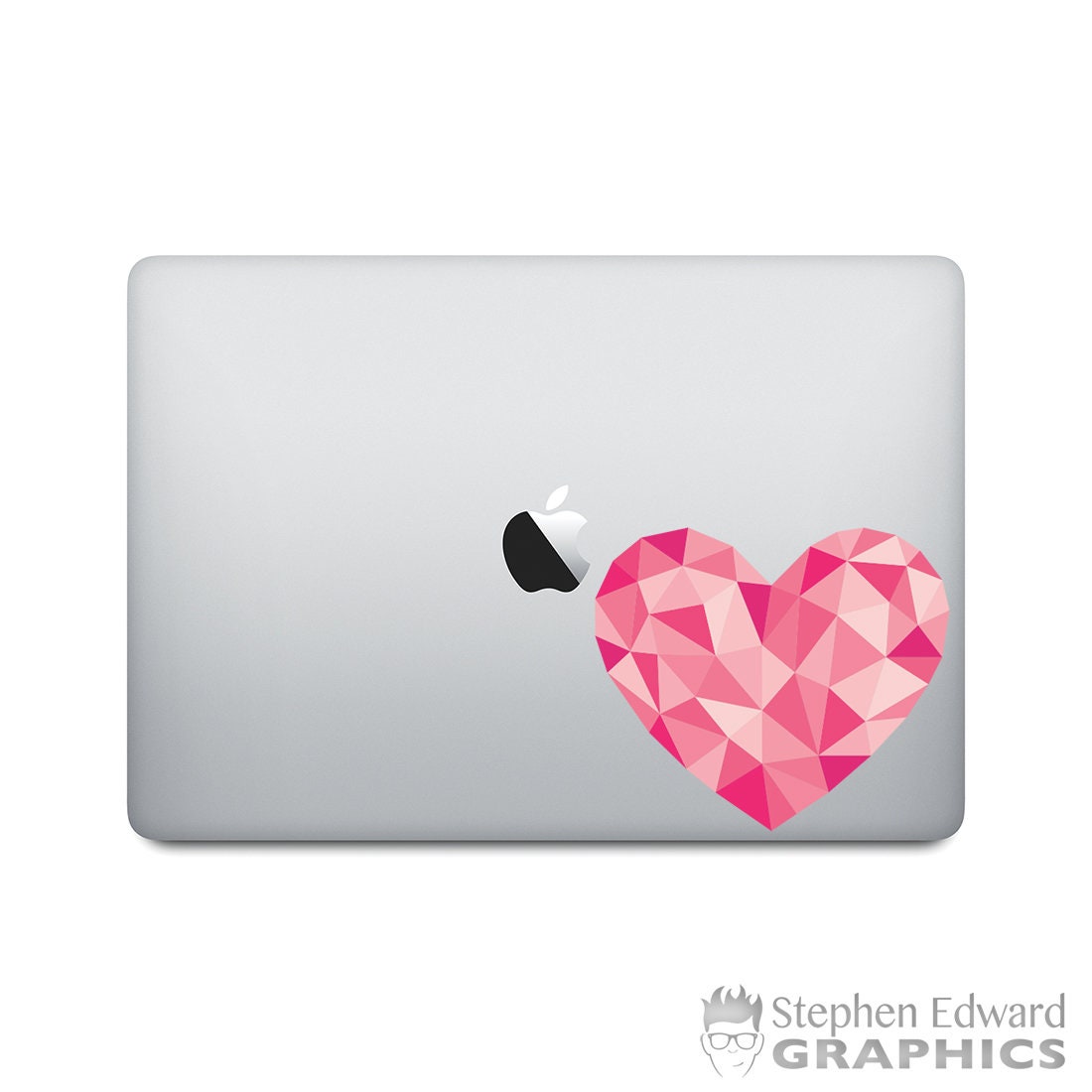 Pink Geometric Heart Laptop Decal - Heart MacBook Sticker