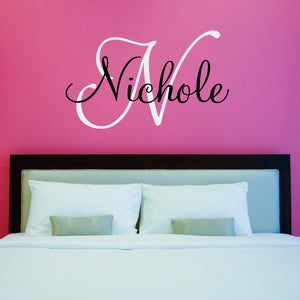 Initial & Name Wall Decal - Girls Name Decal - Initial Sticker - Girl Bedroom Decor - Large (5)