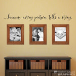 Because every picture tells a story Decal | Gallery Wall Vinyl | Picture Wall Decor | Distressed Script Font
