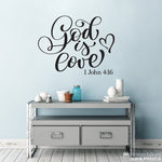 God is Love Wall Decal | Bible Verse Quote | Christian Decor | 1 John 4:16 Decal | Heart Vinyl